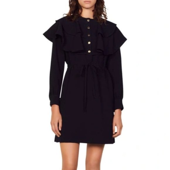 Sandro Wendy Ruffled Tie Front Minidress - Picture 1 of 11